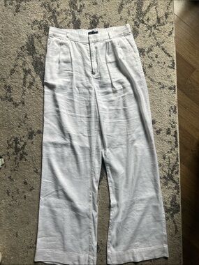 Vineyard Vines White Pleated Wide-Leg Chinos